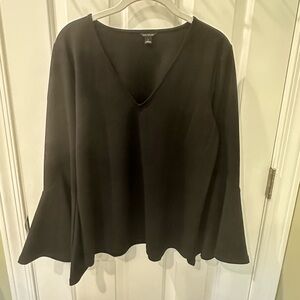 Ann Taylor Black Long Sleeve Bell Blouse